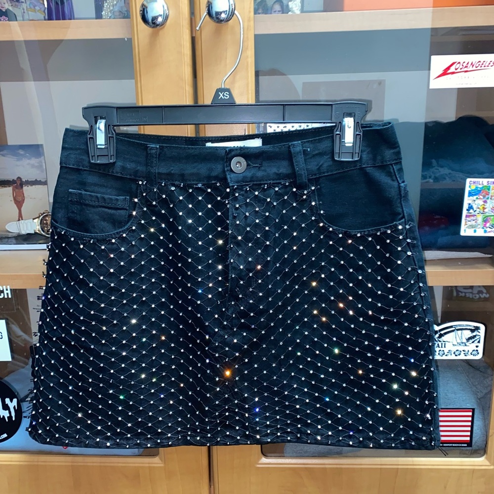 Pistola Ryder Diamond Fishnet Denim Mini Skirt (Size 26)